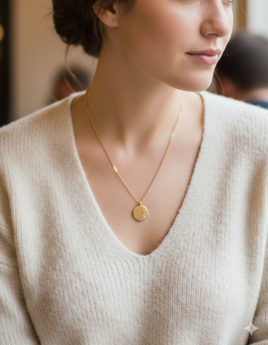 9ct Gold Large Round Diamond Set Pebble Pendant