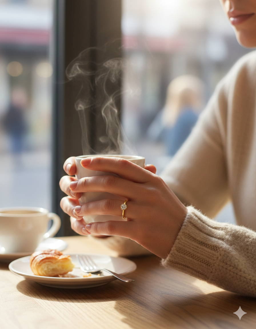 9ct Rose Gold Bezel Set Diamond Stacking Ring