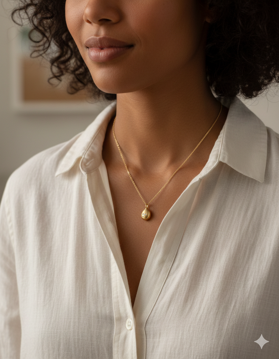 9ct Gold Small Vico Pebbles Pendant with Mink Diamonds