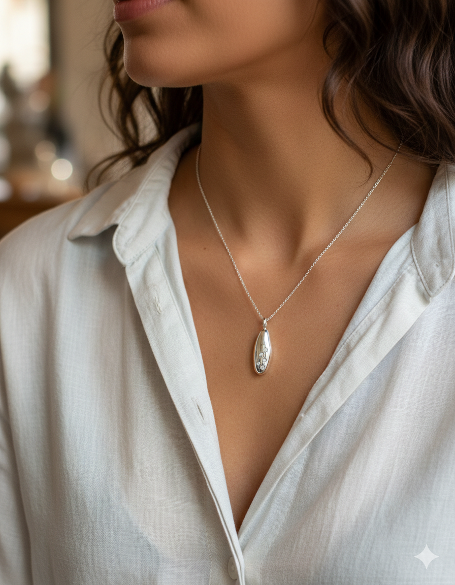 9ct Gold Large Vico Pebbles Pendant with Mink Diamonds