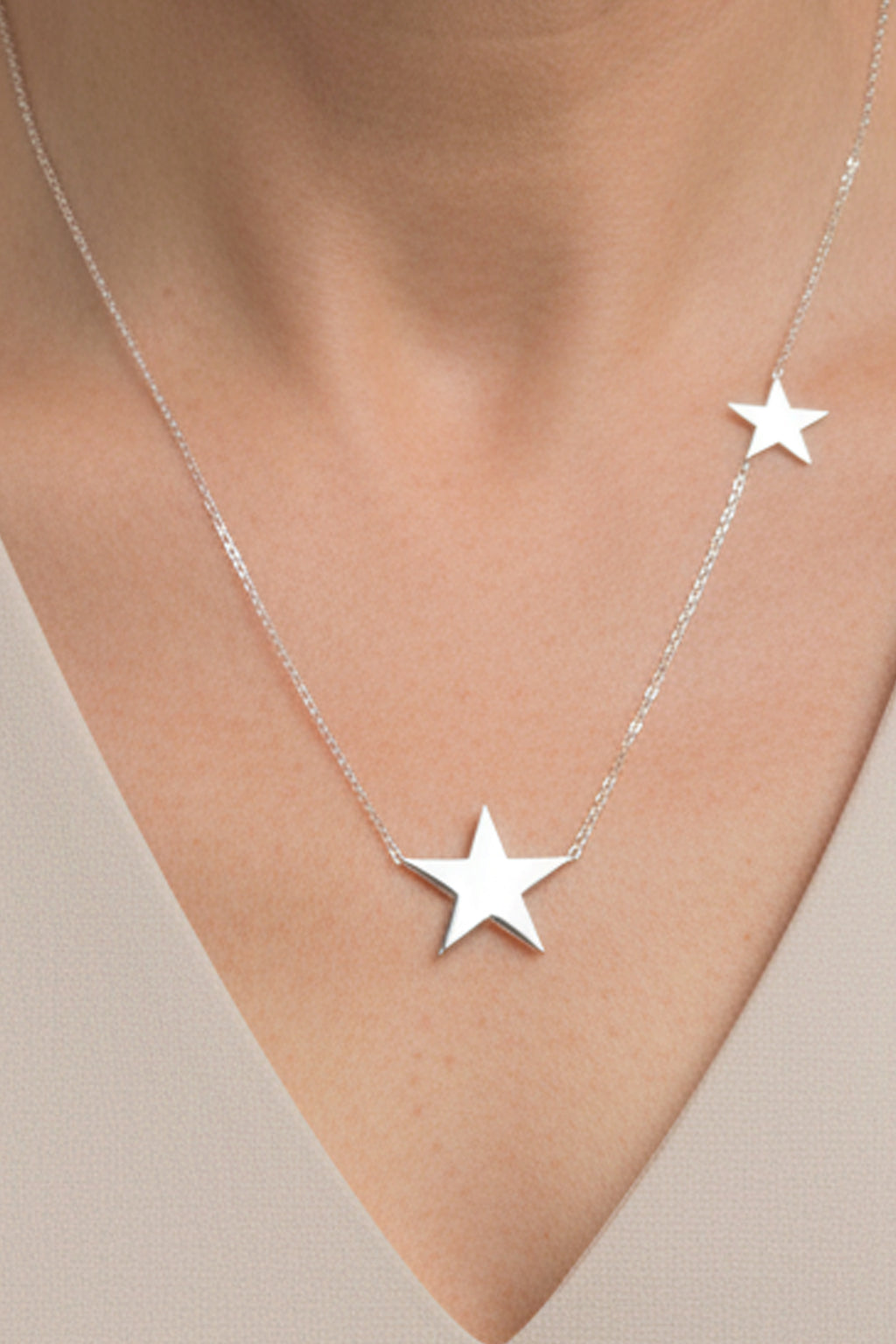 9ct Gold Double Star Necklace