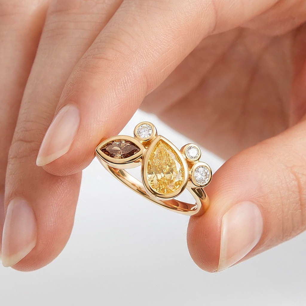 18ct Yellow Gold & Platinum Diamond Kalee Ring