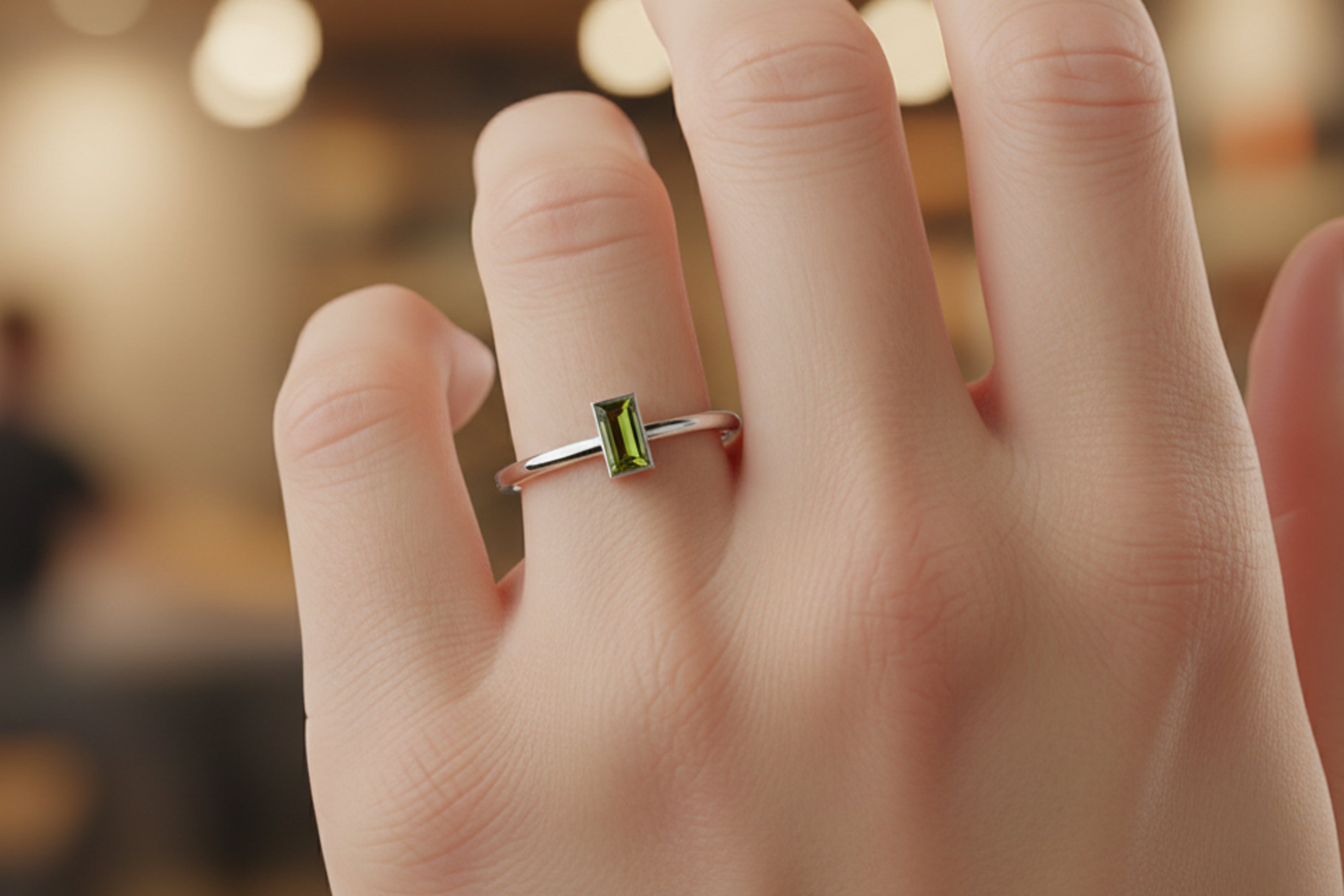 9ct Green Chrome Diopside Stacking Ring