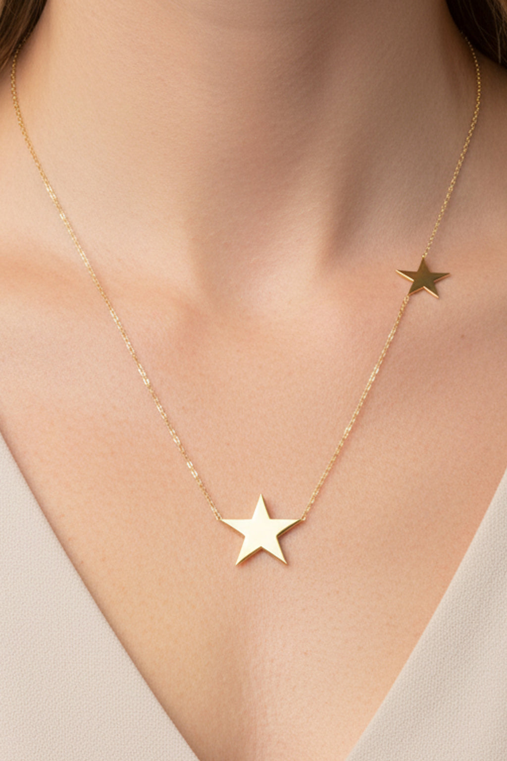 9ct Gold Double Star Necklace