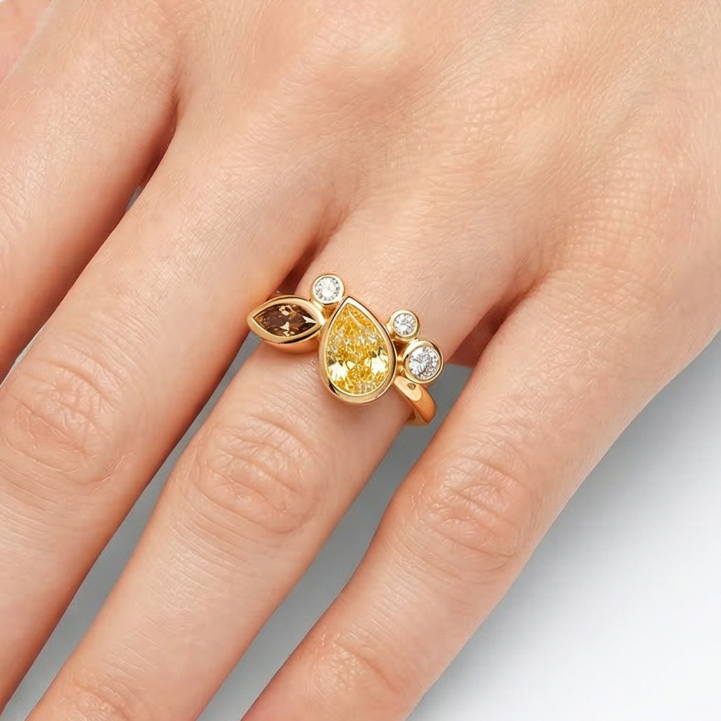 18ct Yellow Gold & Platinum Diamond Kalee Ring