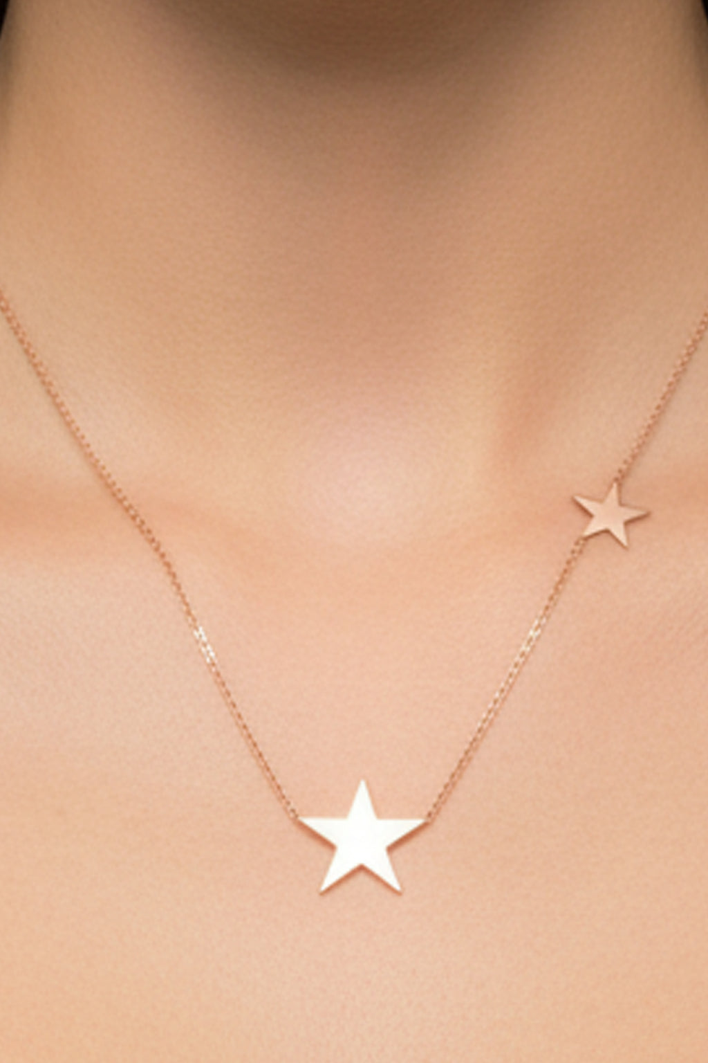 9ct Gold Double Star Necklace