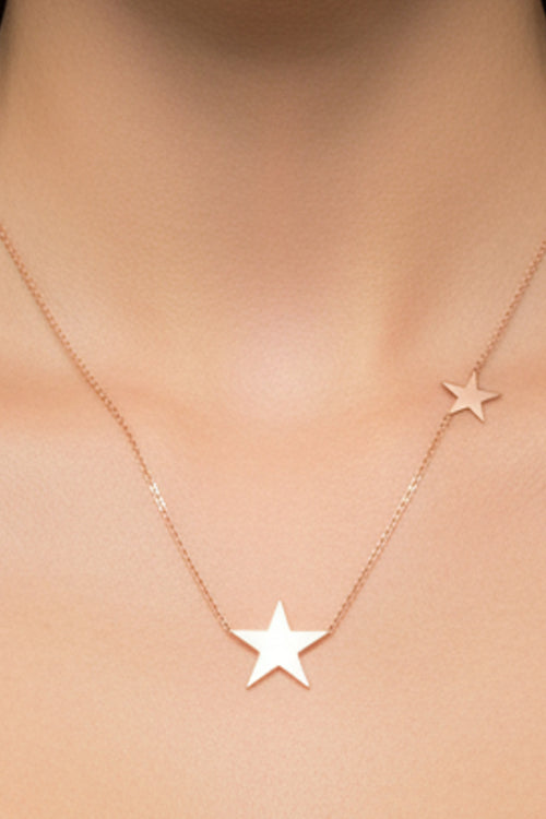 9ct Gold Double Star Necklace