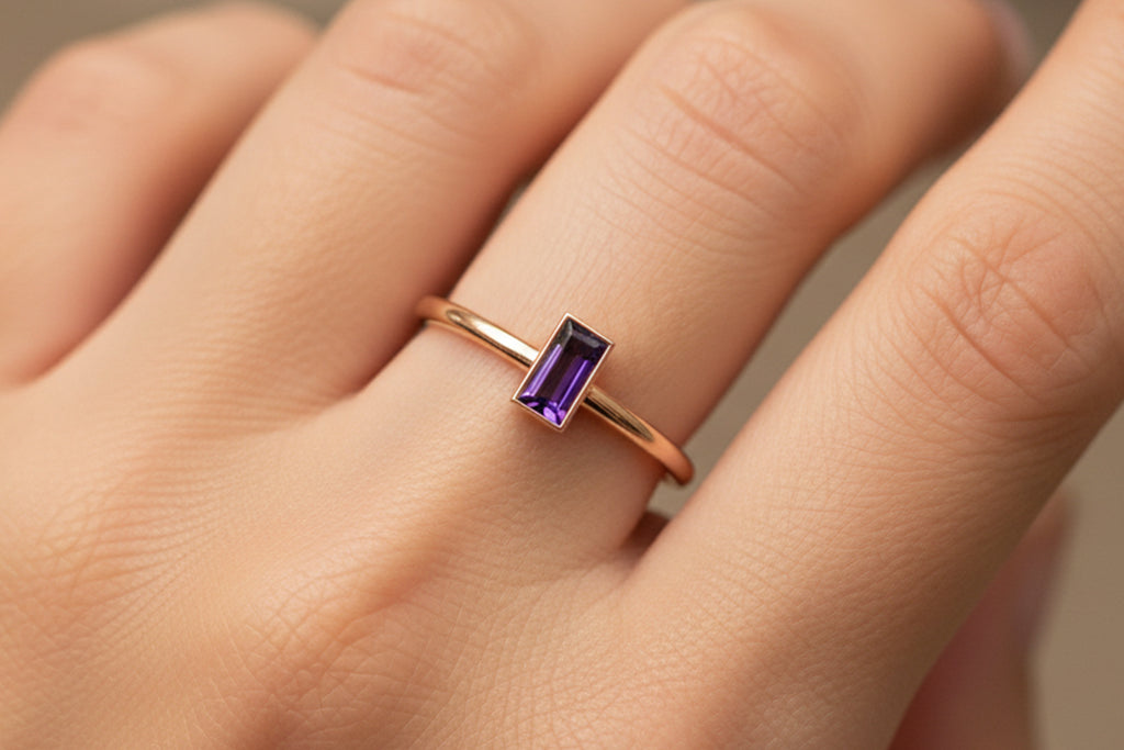 9ct Gold Amethyst Stacking Ring