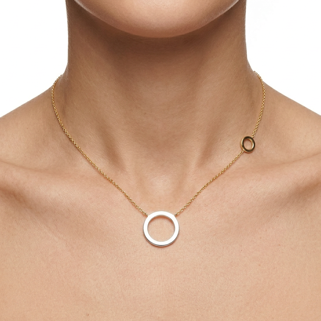 9ct Gold Double Circle Necklet