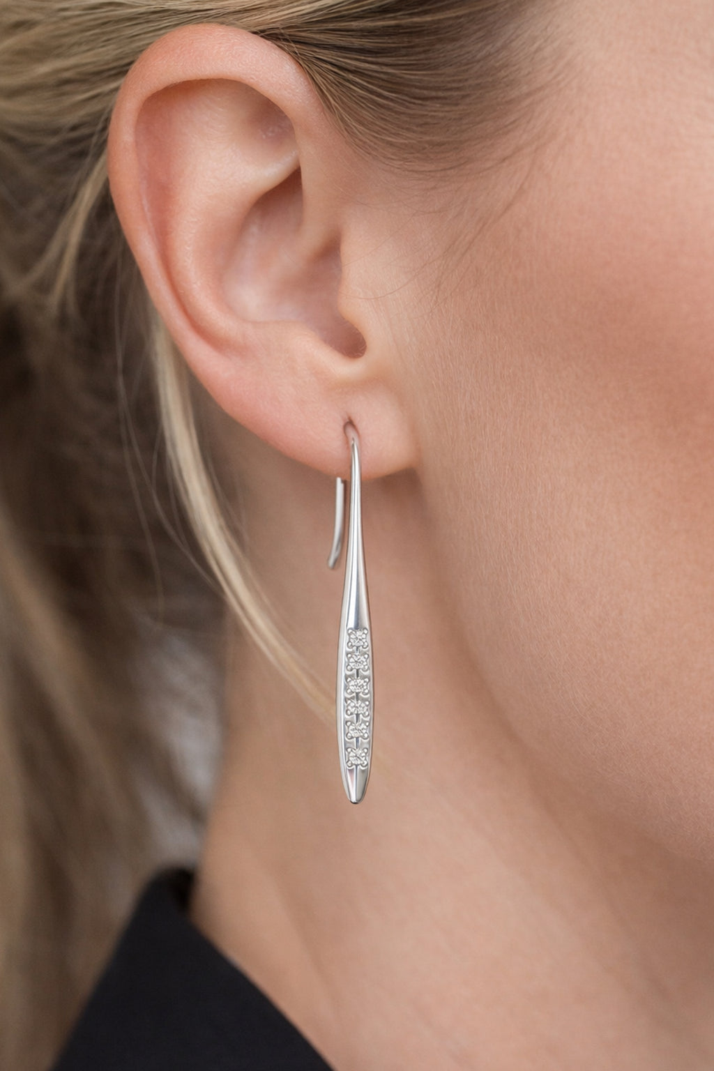 9ct Gold Double Element Diamond Shepard Drop Earrings