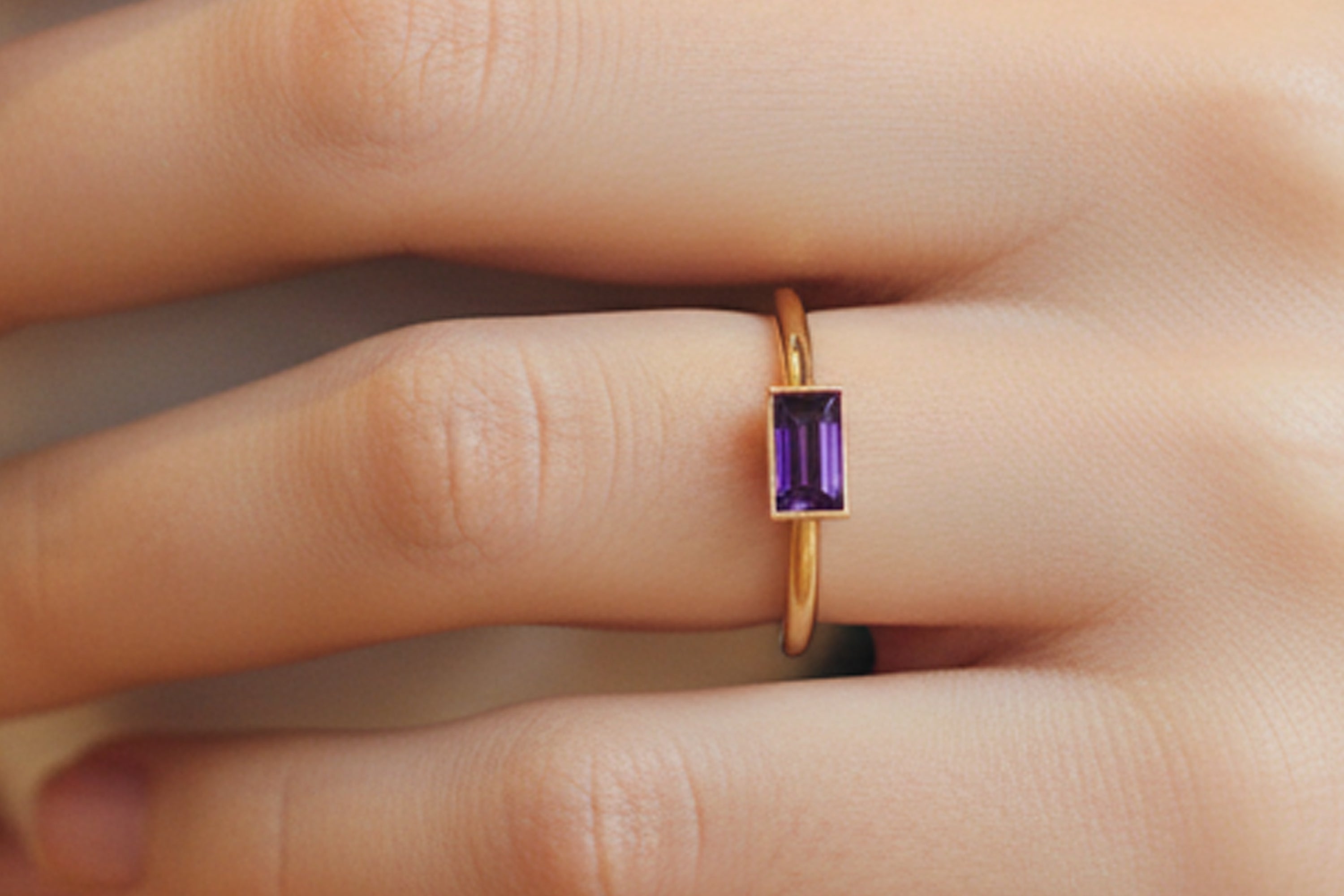 9ct Gold Amethyst Stacking Ring