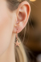 St Marys Star 9ct Gold Drop Shepherds Hook Earrings