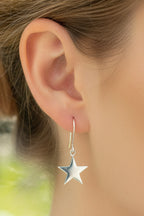 St Marys Star 9ct Gold Drop Shepherds Hook Earrings