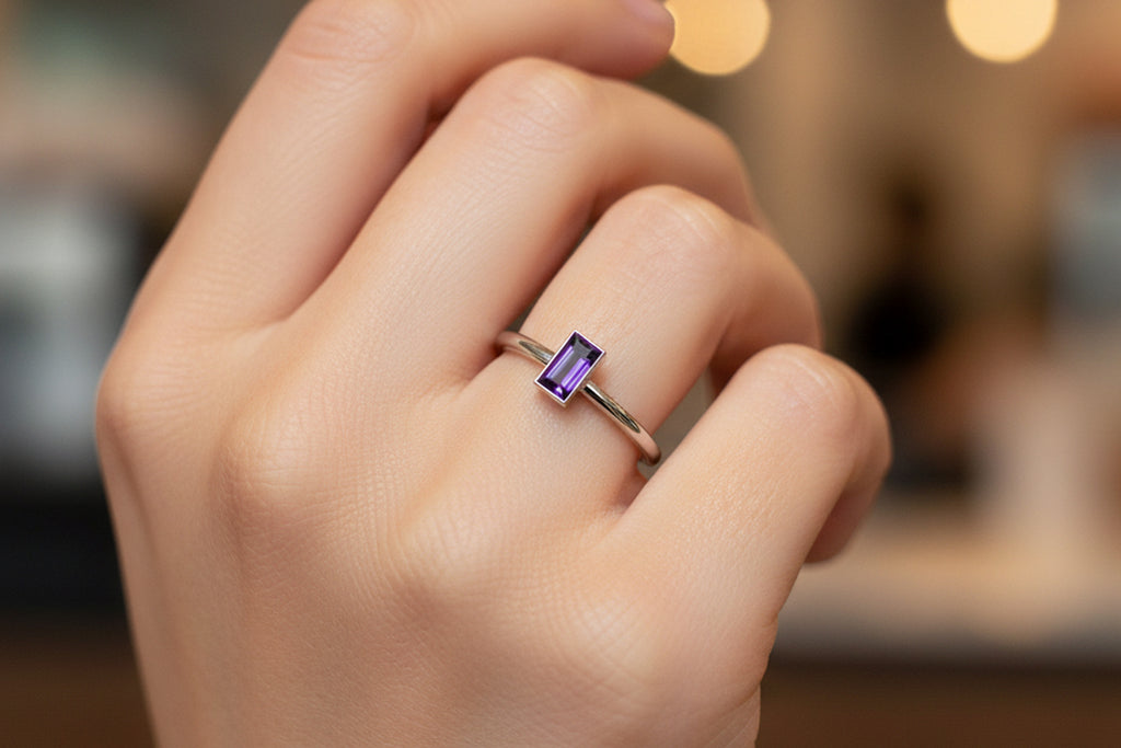 9ct Gold Amethyst Stacking Ring