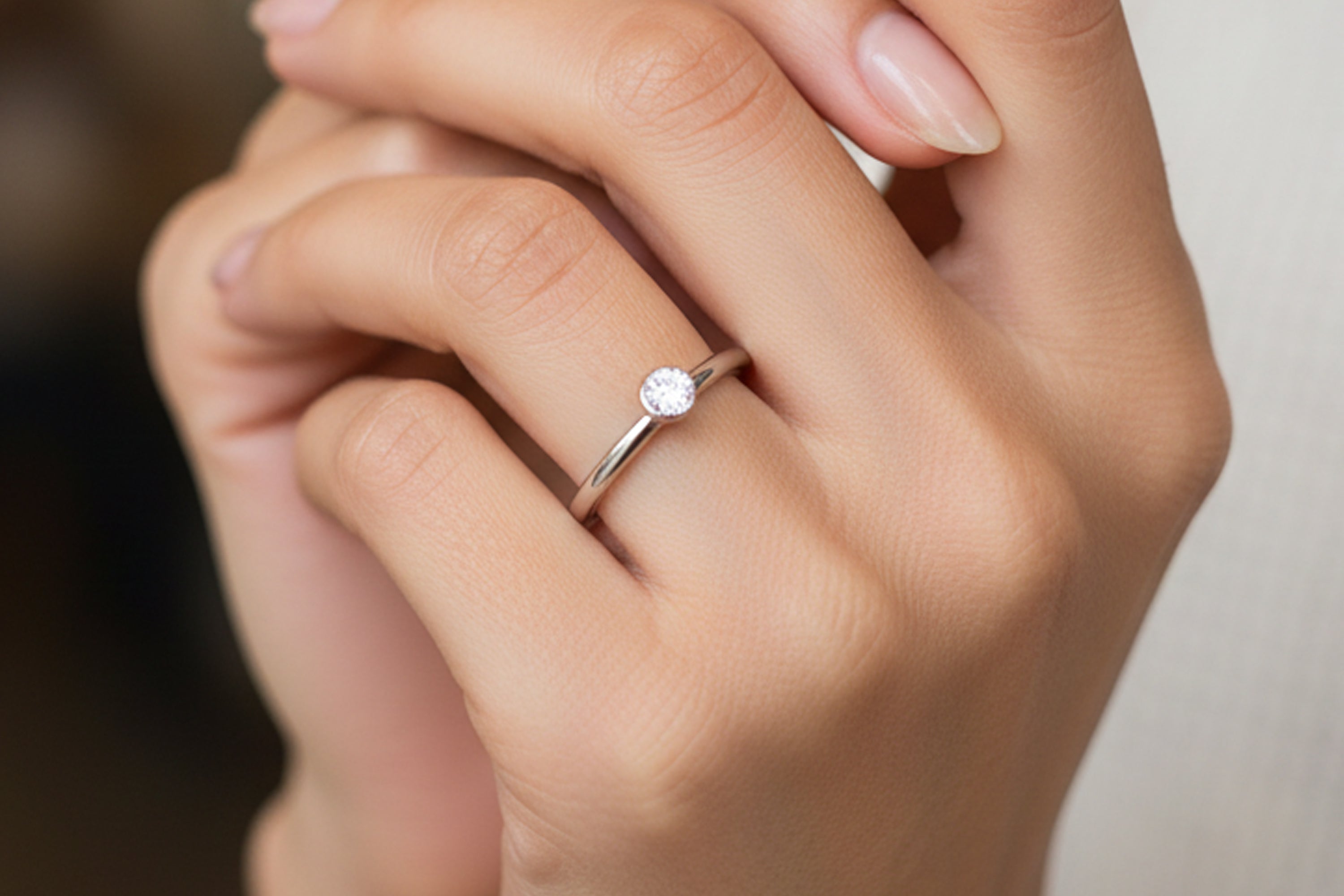 9ct Rose Gold Bezel Set Diamond Stacking Ring