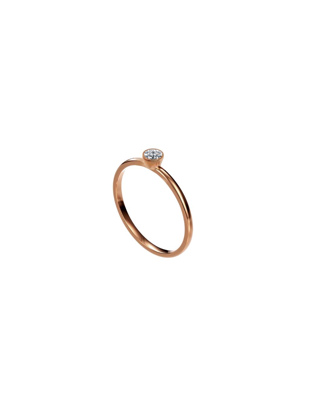9ct Rose Gold Bezel Set Diamond Stacking Ring