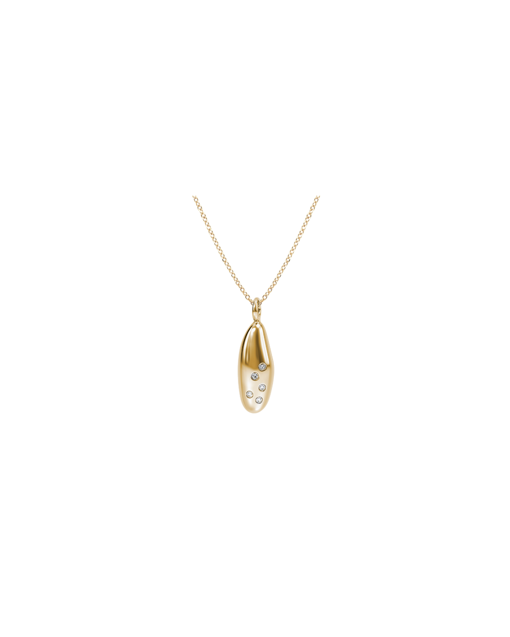 9ct Gold Small Vico Pebbles Pendant with Mink Diamonds