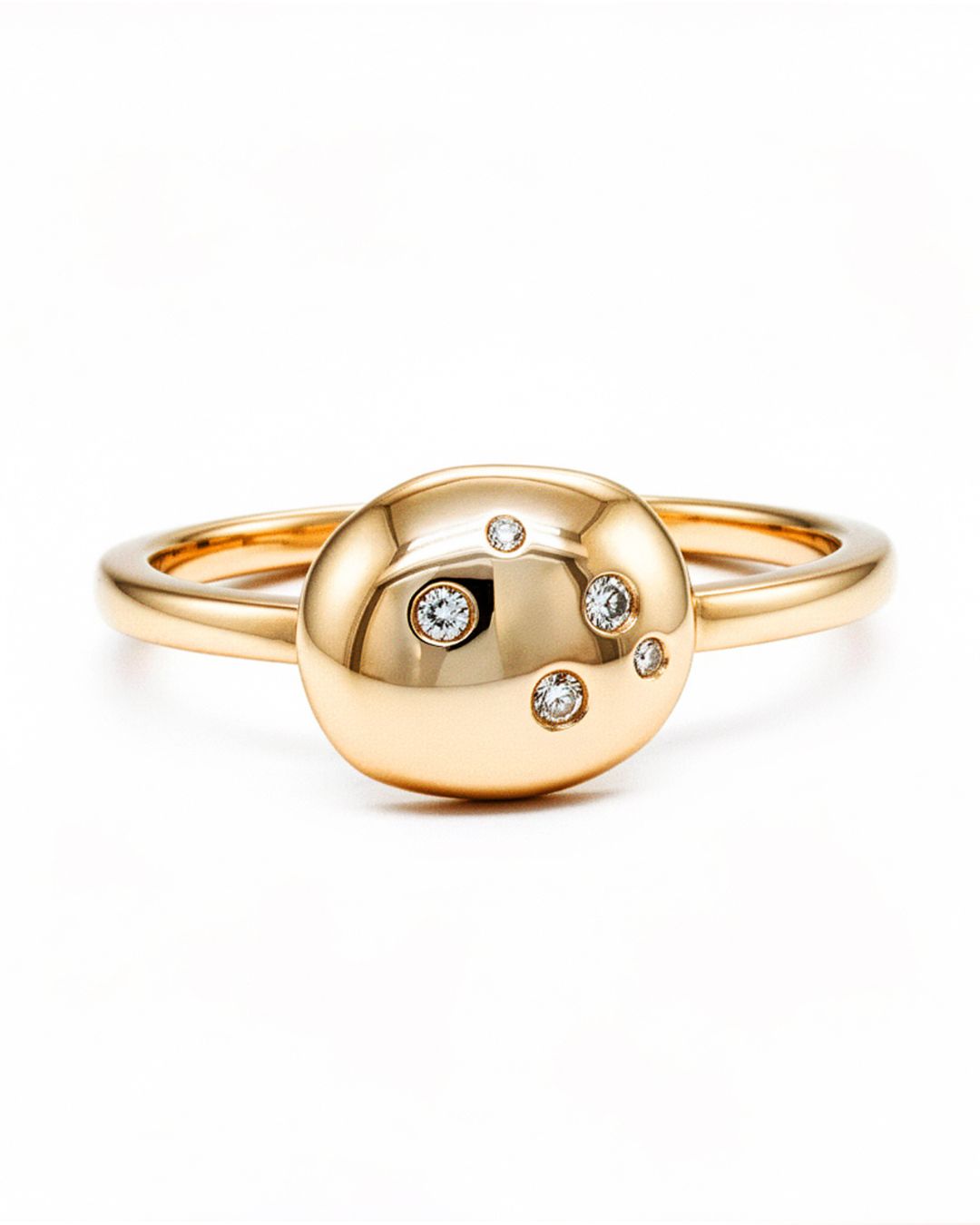 9ct Gold Medium Coliemore Pebbles Ring with Diamonds