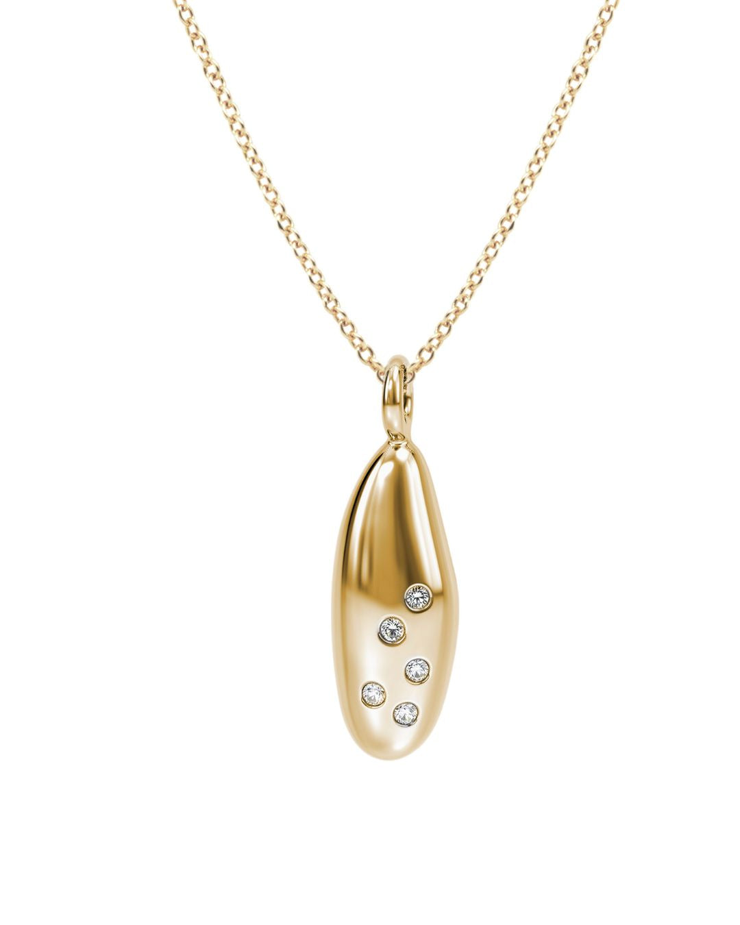 9ct Gold Large Vico Pebbles Pendant with Mink Diamonds
