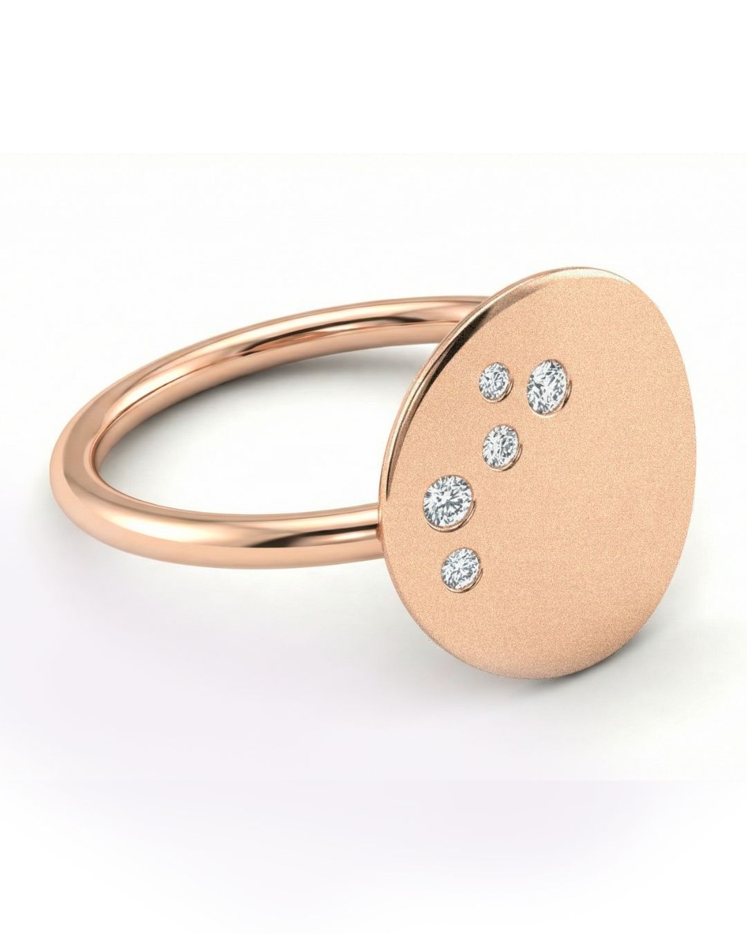 9ct Gold Small Flat Pebbles Ring with 5 diamonds
