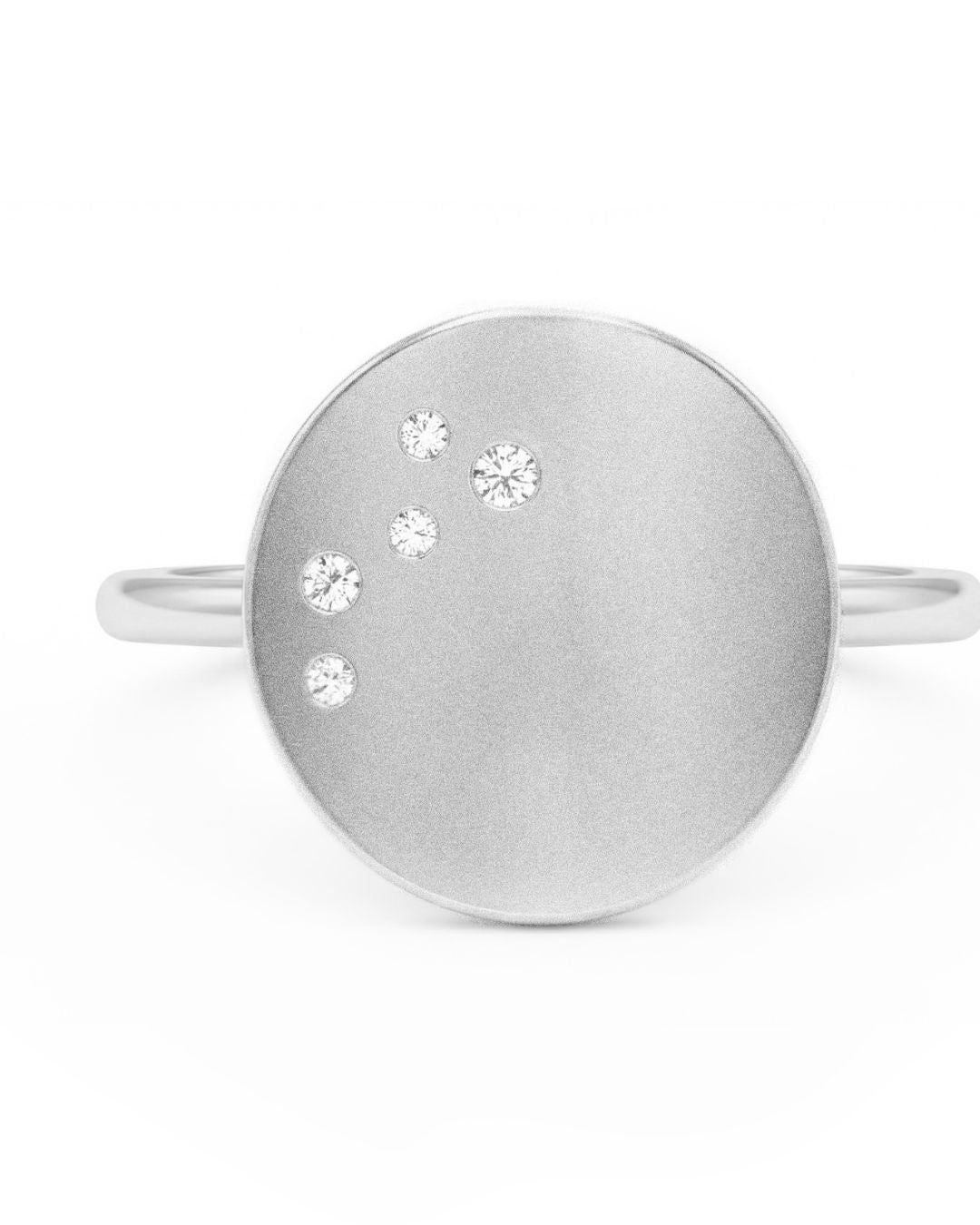 9ct Gold Small Flat Pebbles Ring with 5 diamonds