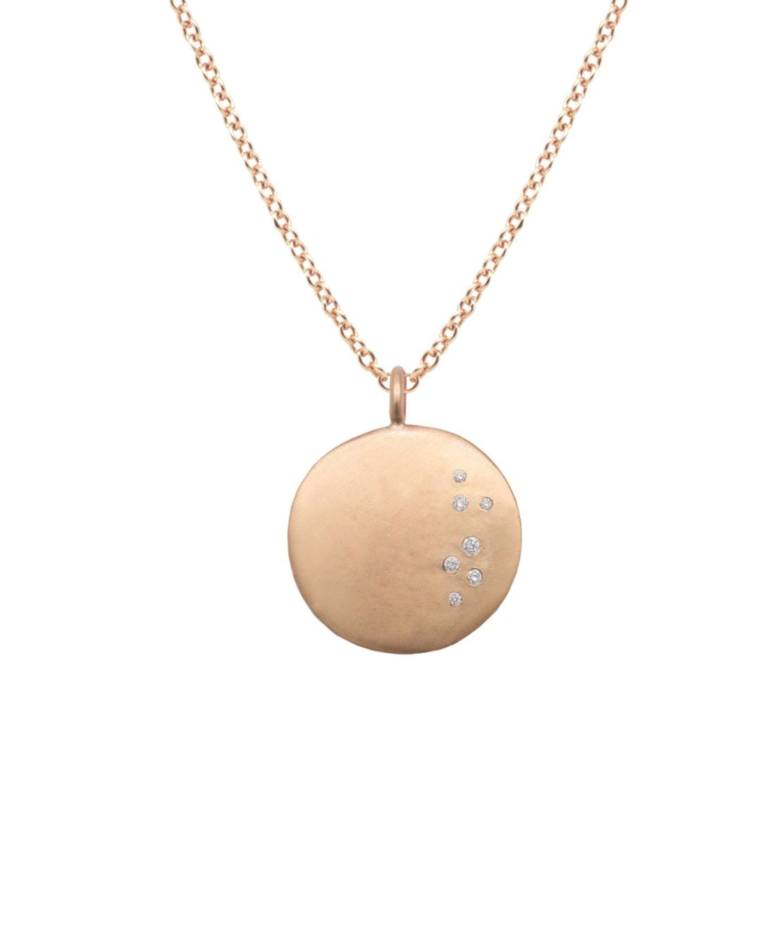 9ct Gold Large Round Diamond Set Pebble Pendant