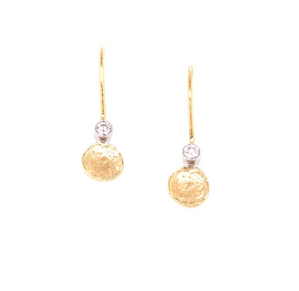 9ct Yellow Gold Element Drop Diamond Earrings - Image 2